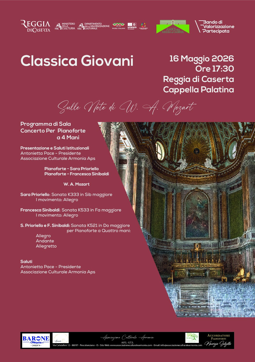 Classica Giovani - Sulle Note di Mozart - Concerto Per Pianoforte - Reggia di Caserta